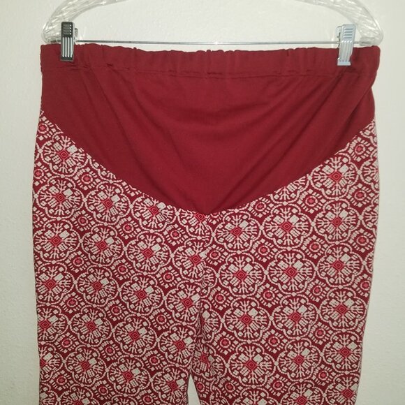 Old Navy Maternity Capri Pants Red White Size Medium Panel - Picture 2 of 7